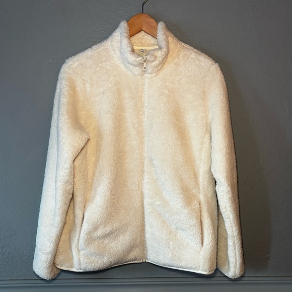 Uniqlo | soft | fleece | ivory | zip | pockets | L - Picture 11 of 11